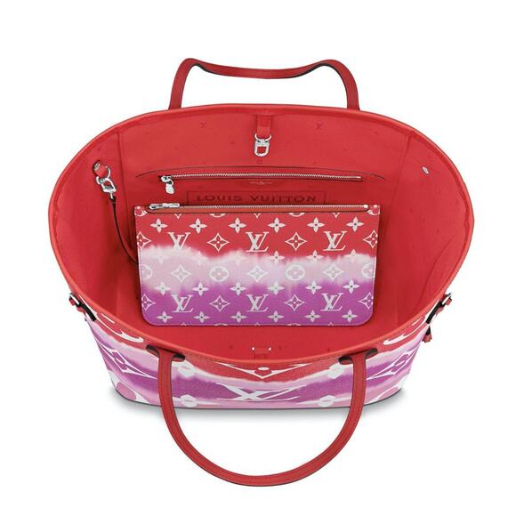 Louis Vuitton Escale Neverfull MM Red White Tie Dye Tote Handle Shoulder Bag - Picture 10 of 12